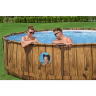 Каркасный бассейн BESTWAY POWER STEEL РОТАНГ 488х122 см, 19480 л + фильтр-насос BESTWAY 5678 л/ч, тент, лестница 56725 BW